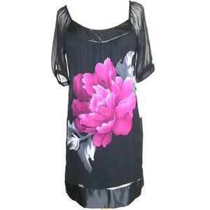 RB COLLECTION NY Black Short Sleeve Floral Dress 8